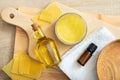 Homemade beeswax wood treatment polish, restore natural wood furniture, plates, cutting boards.