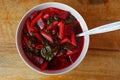 Homemade beetrot soup Royalty Free Stock Photo