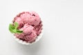 Homemade berries ice cream in bowl on white. Top view. Close up Royalty Free Stock Photo