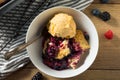 Homemade Berry Cobbler with Ice Cream Royalty Free Stock Photo