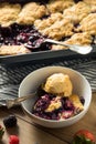 Homemade Berry Cobbler with Ice Cream Royalty Free Stock Photo