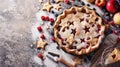 Homemade Berry Pie with Star-Shaped Cutouts and Fresh Apples