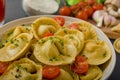 Homemade big tortellini Royalty Free Stock Photo