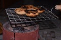 Homemade bihari Litti baked on traditional coal stove