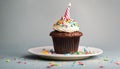 Homemade Birthday cupcake on isolated Background