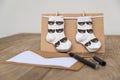 Birth greeting card with baby socks