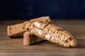 Homemade Biscotti Cantuccini Italian Almond Sweets Biscuits Cookies on Wooden Background Dessert Royalty Free Stock Photo