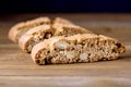 Homemade Biscotti Cantuccini Italian Almond Sweets Biscuits Cookies on Wooden Background Dessert Close Up Royalty Free Stock Photo