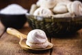 Homemade biscuit typical of Brazil, sigh, called merengue. made with beaten whites and sugar. Fast food