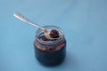 Homemade blackberry jelly in small glass jar Royalty Free Stock Photo