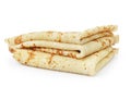 Homemade blinis or crepes folded, isolated