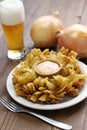 Homemade blooming onion and beer Royalty Free Stock Photo