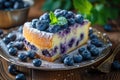 Homemade blueberry cake on wooden rustic table