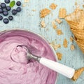 Homemade blueberry ice cream