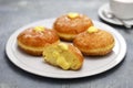 Homemade Bomboloni filled with custard Royalty Free Stock Photo