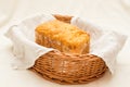 Homemade bread in a breadbasket