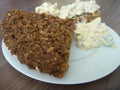 Homemade bread with cottage cheese spread Royalty Free Stock Photo