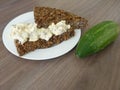 Homemade bread with cottage cheese spread Royalty Free Stock Photo