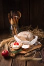 Homemade bread with cream and tomato Royalty Free Stock Photo