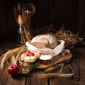 Homemade bread with cream and tomato Royalty Free Stock Photo