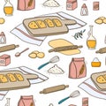 Homemade bread doodle illustration. Hand drawn cartoon concept for advertisement, banner, poster etc. Food and ingredients Royalty Free Stock Photo