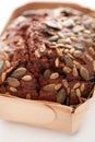 Homemade bread with grains in a box Royalty Free Stock Photo