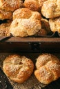 Homemade bread rolls with sesame seeds. Royalty Free Stock Photo