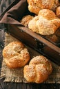 Homemade bread rolls with sesame seeds. Royalty Free Stock Photo
