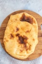 Homemade Bread On The Wooden Board Above Blue Background Royalty Free Stock Photo