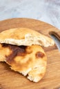 Homemade Bread On The Wooden Board Above Blue Background Royalty Free Stock Photo