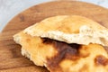 Homemade Bread On The Wooden Board Above Blue Background Royalty Free Stock Photo