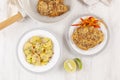 Homemade breaded Weiner schnitzel and potato salad