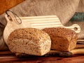 Homemade breads with flax seed and sunflower seeds.