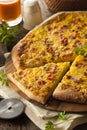 Homemade Breakfast Pizza with Bacon Royalty Free Stock Photo