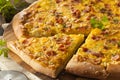 Homemade Breakfast Pizza with Bacon Royalty Free Stock Photo