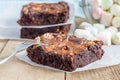 Homemade brownies with marshmallow