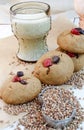 Homemade Buckwheat Cookies With Cranberries And Colored Chocolate Stones