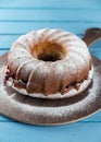 Bundt cake with icing sugar Royalty Free Stock Photo