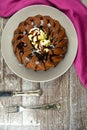 Chocolate Bundt Cake with Ice Cream Filling and Hot Fudge Sauce Royalty Free Stock Photo