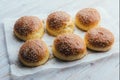 Homemade burger bun on parchment Royalty Free Stock Photo