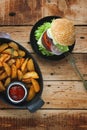 Homemade burger with potato