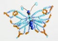 Homemade butterfly made of beads and wire macro