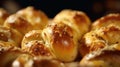 Homemade Buttery Garlic Knot Bread with Parsley and Parmesan cheese and dried greens. Generative AI