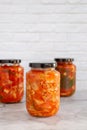 Homemade cabbage kimchi in a glass jar Royalty Free Stock Photo