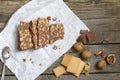 Homemade cake with chocolate nuts and biscuits