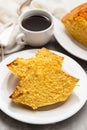 Homemade cake made of green corn. Typical Brazilian food.