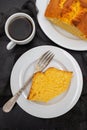 Homemade cake made of green corn. Typical Brazilian food.