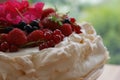 Homemade cake `Pavlova`. Beautiful and very tasty dessert