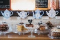 Homemade cakes on sale in Blue Vintage Tea Rooms, Lavenham, UK Royalty Free Stock Photo