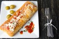 Homemade calzone pizza served on a plate